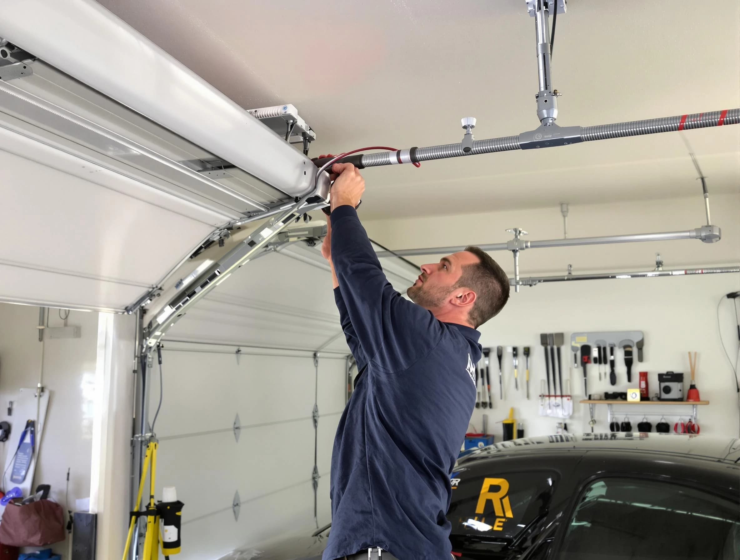 Roseville Garage Door Repair technician performing garage door cable repair in Roseville