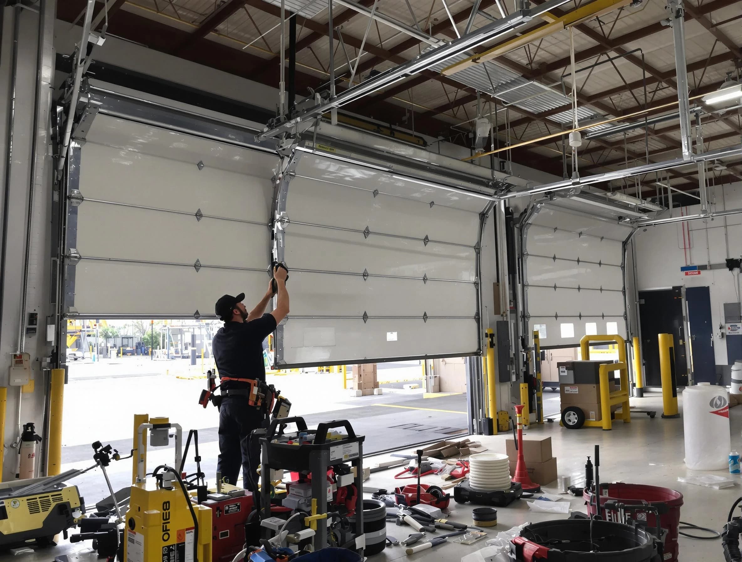 Roseville Garage Door Repair technician performing commercial garage door repair in Roseville
