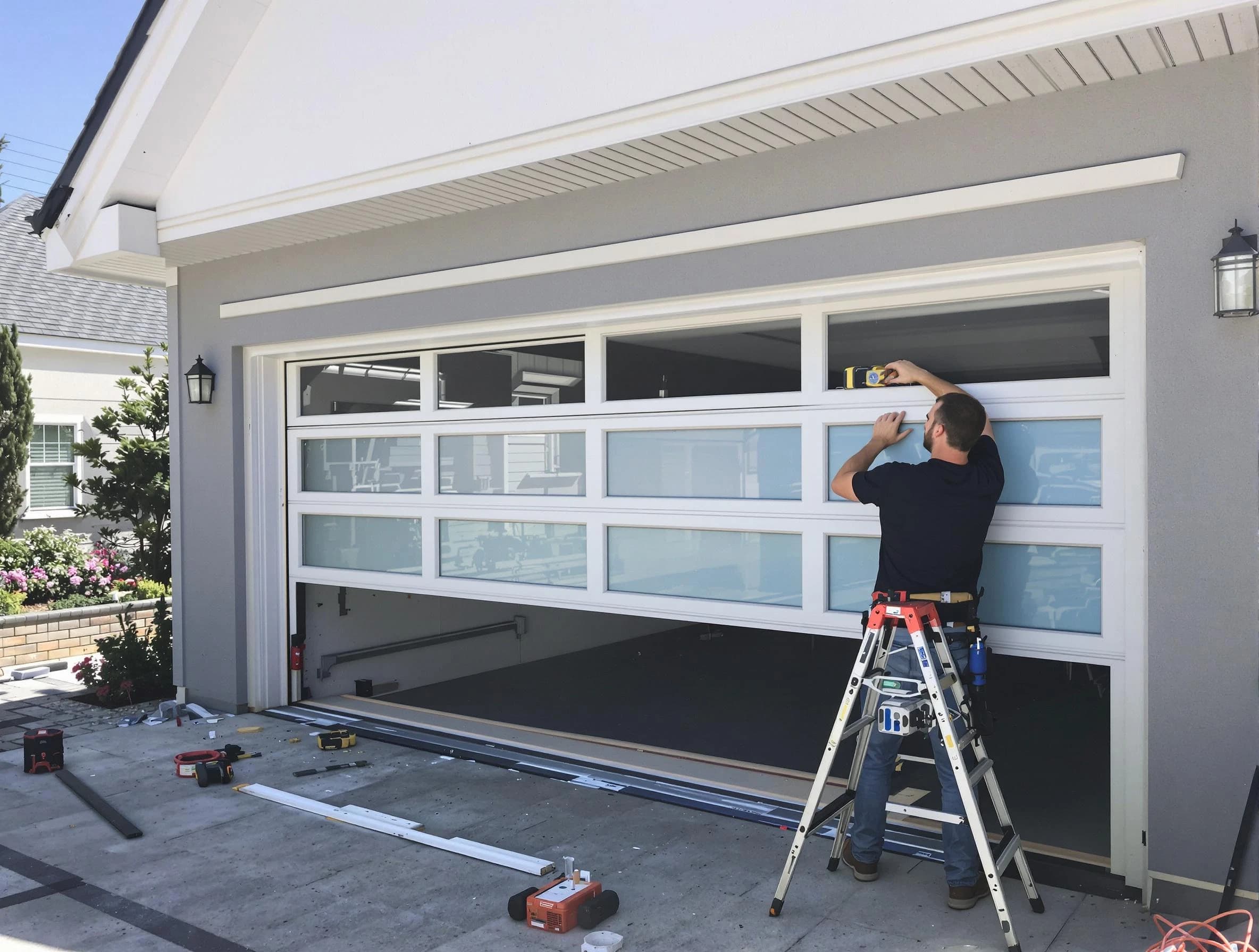 Roseville Garage Door Repair team performing garage door replacement in Roseville