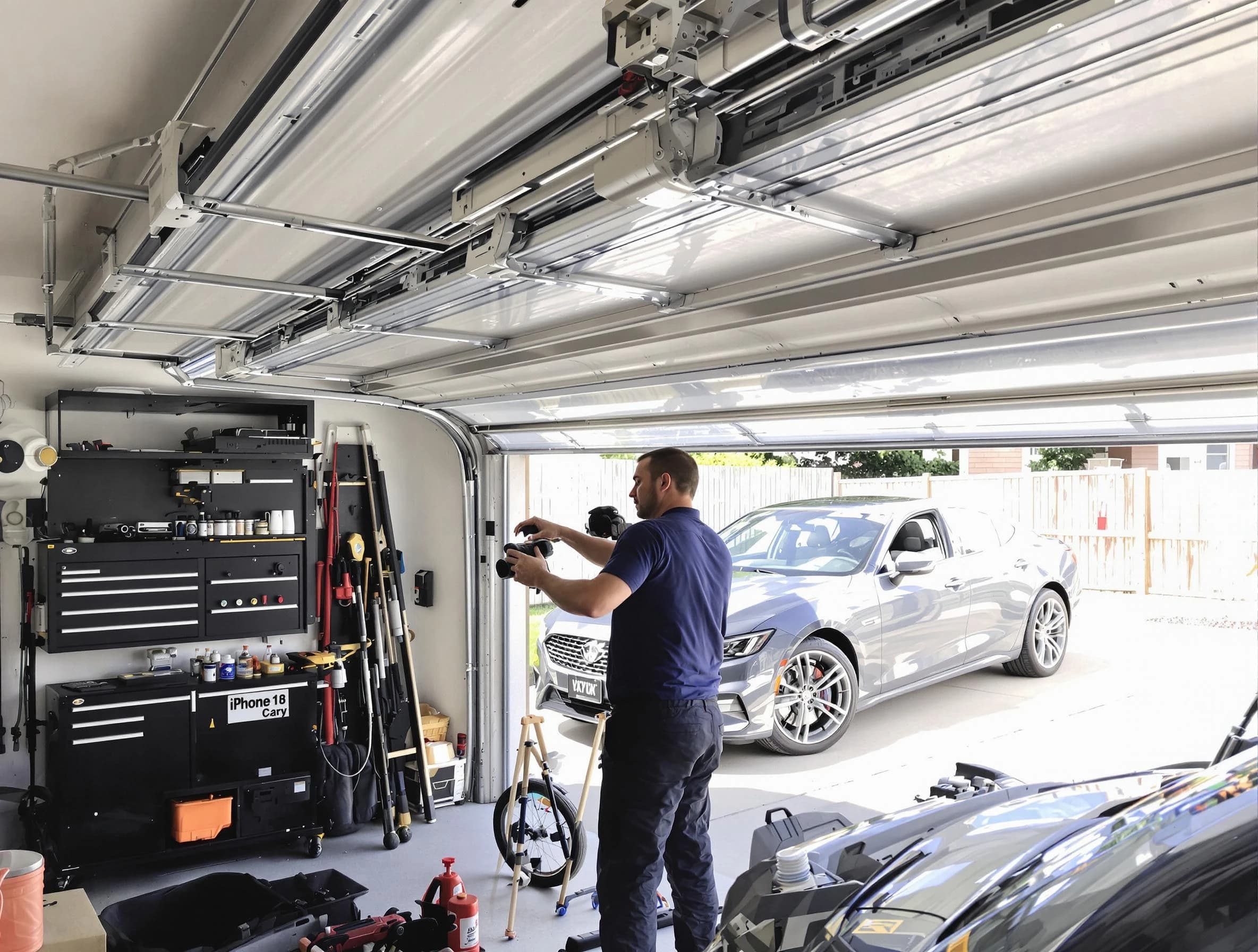 Roseville Garage Door Repair technician fixing noisy garage door in Roseville