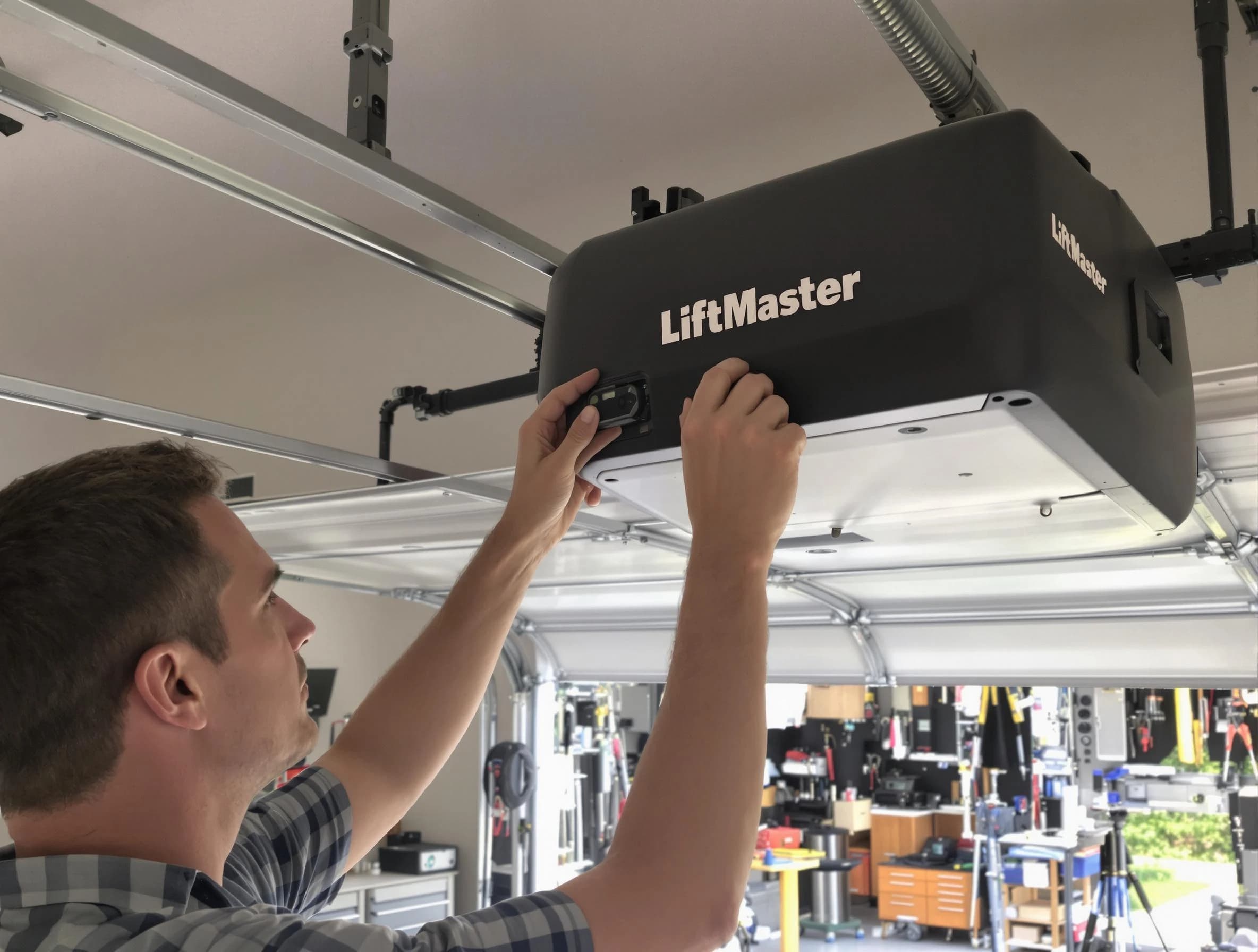 Roseville Garage Door Repair technician repairing garage door opener in Roseville