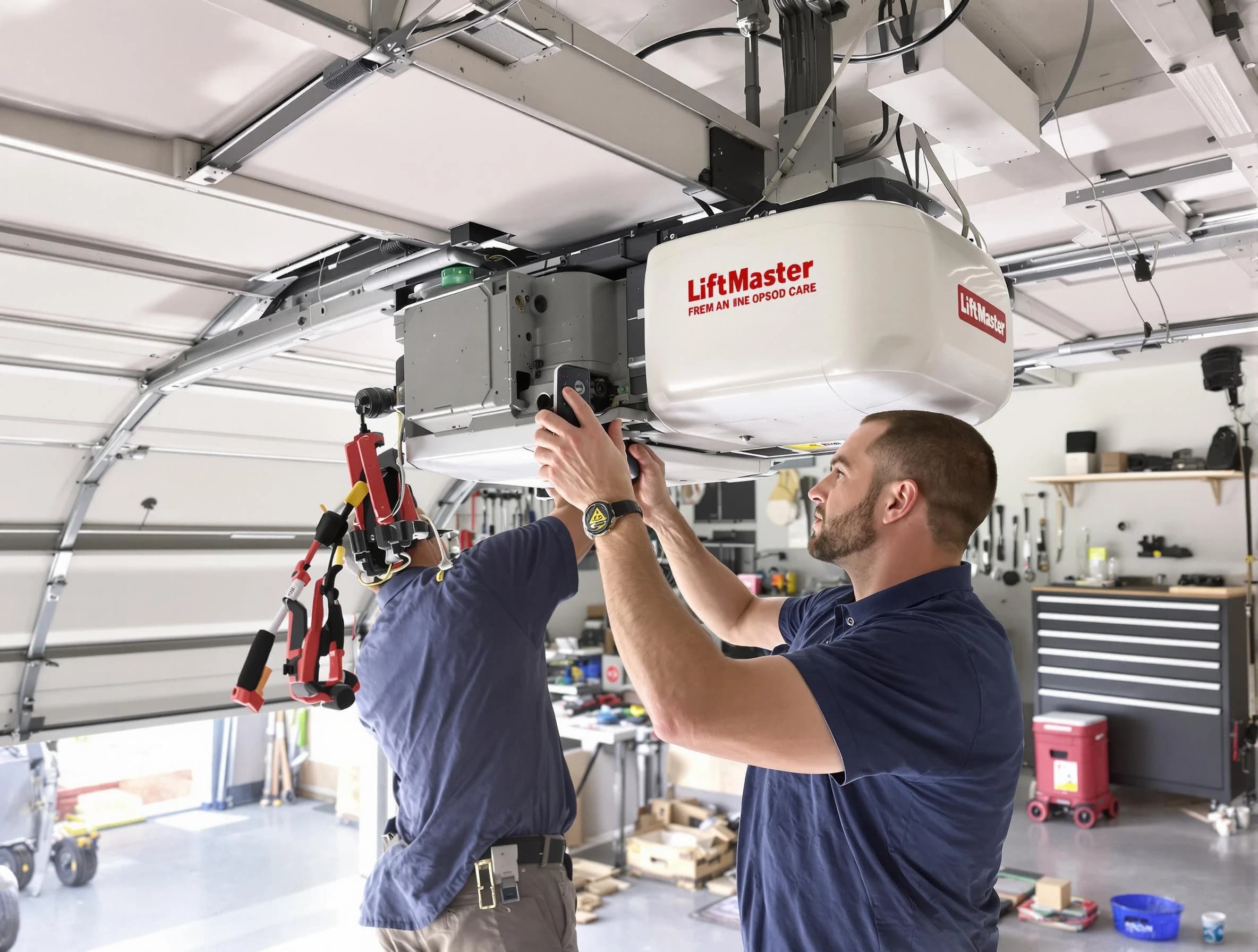 Roseville Garage Door Repair technician performing advanced diagnostics on garage opener in Roseville