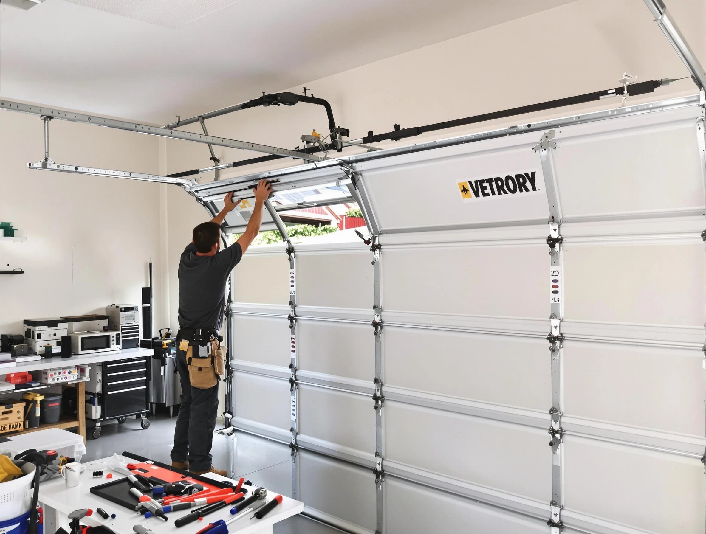 Roseville Garage Door Repair technician performing section replacement in Roseville