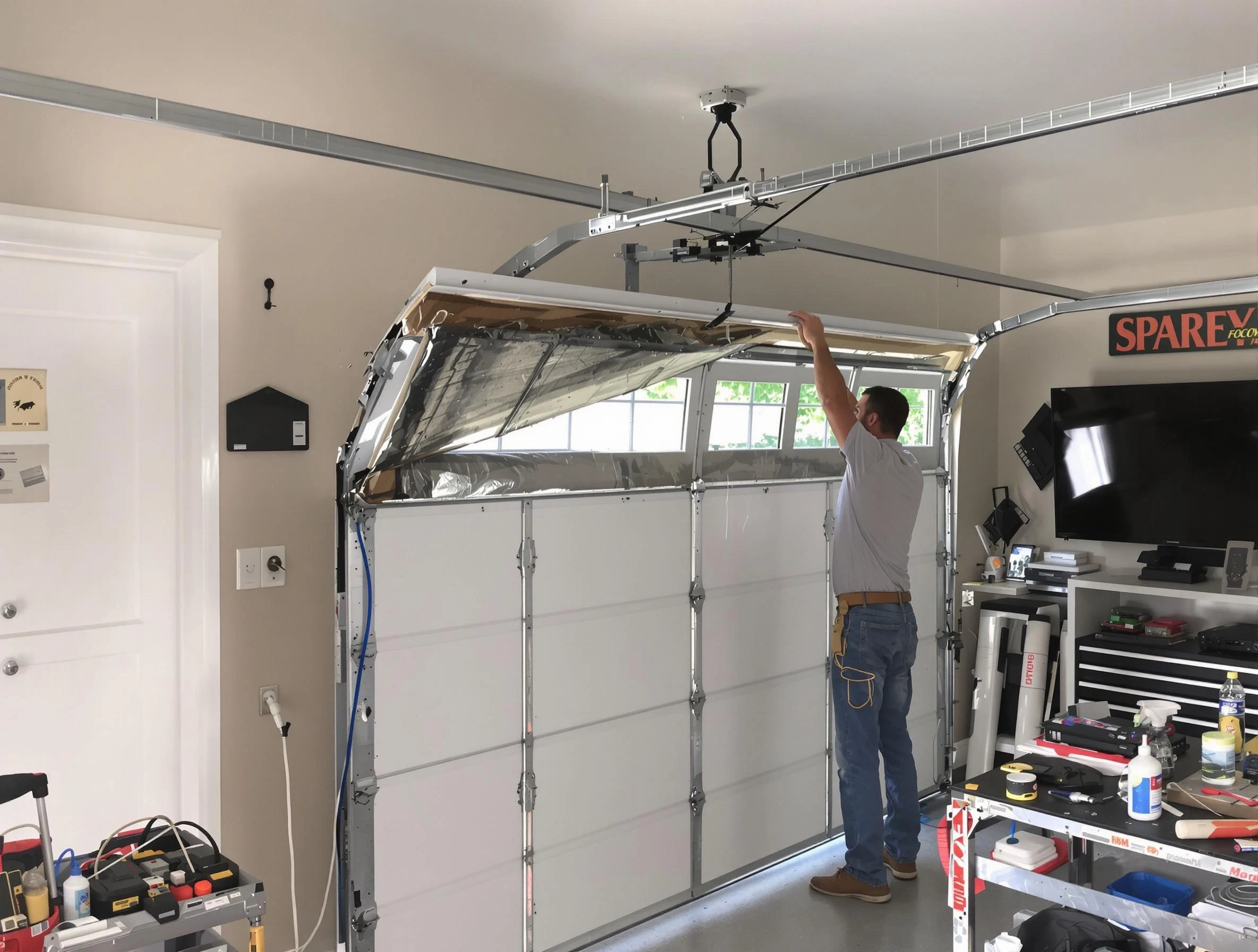 Garage door section replacement by Roseville Garage Door Repair in Roseville