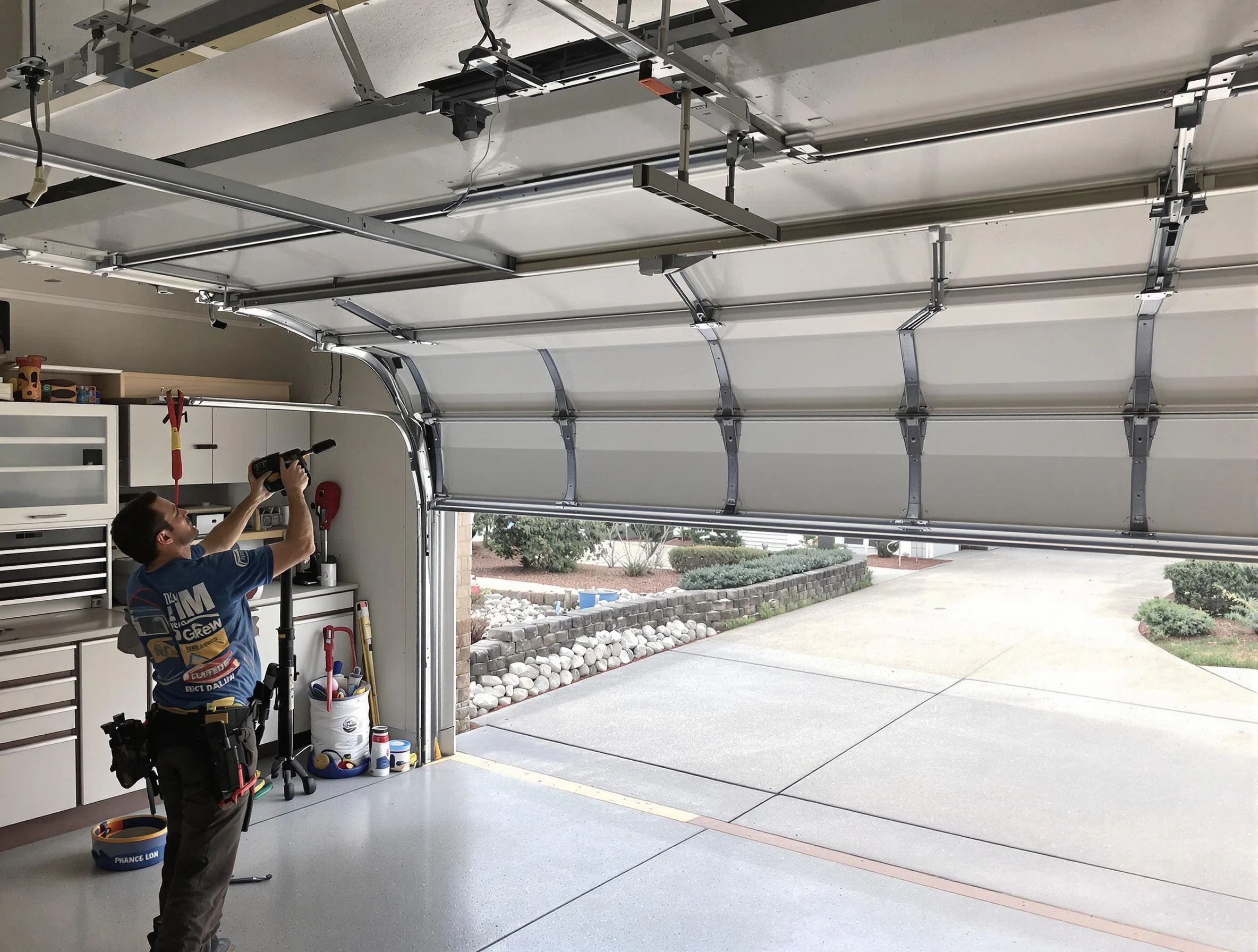 Garage door track repair service by Roseville Garage Door Repair in Roseville